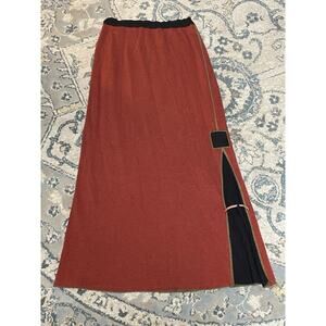 NOBLU Reversible Maxi Skirt Dress M Boho Artsy Lagenlook Earthy Colorblock USA